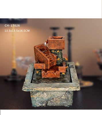 Polyresin लाल ईंट H16.5CM अमेरिकी शैली फाउंटेन Tabletop छोटे आभूषण कार्यालय सजावट उपहार हस्तशिल्प रचनात्मकता आपूर्तिकर्ता